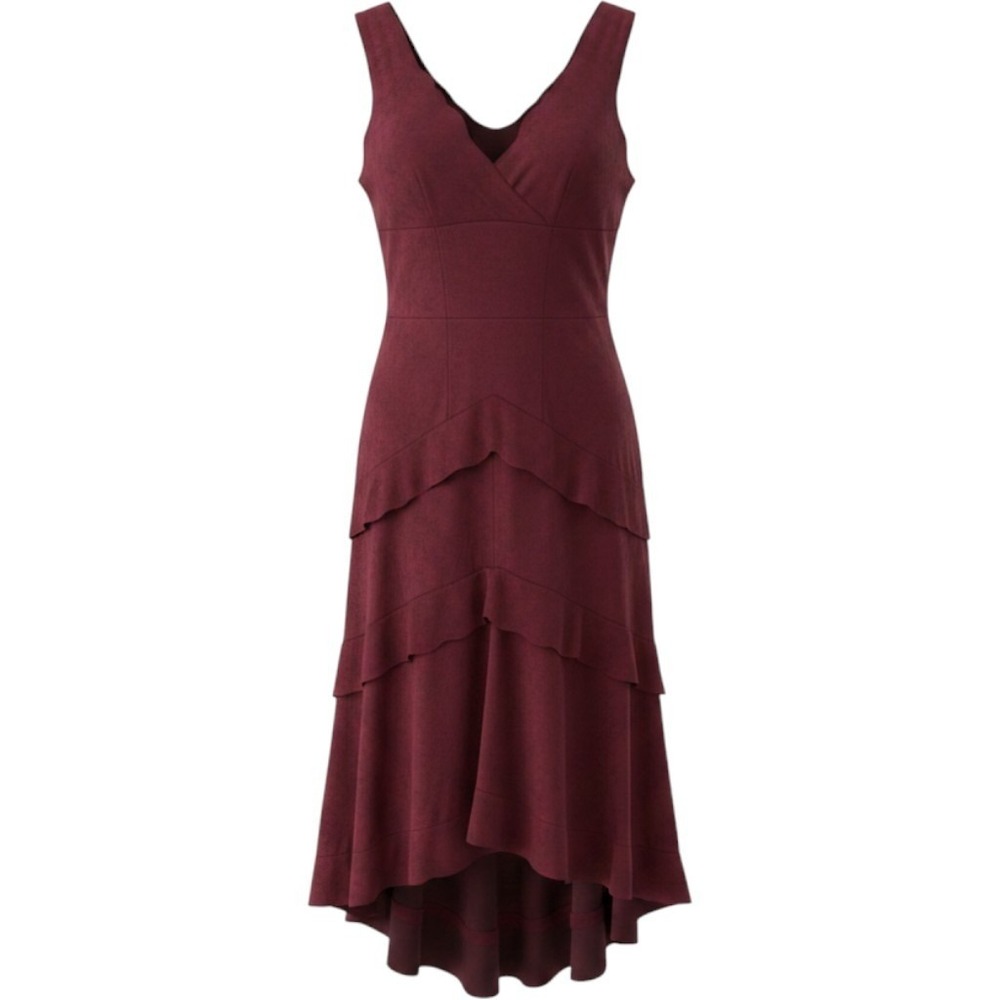 Bebe Vintage Faux Suede Y2K Burgundy High Low Midi Dress Size Medium Whimsigoth